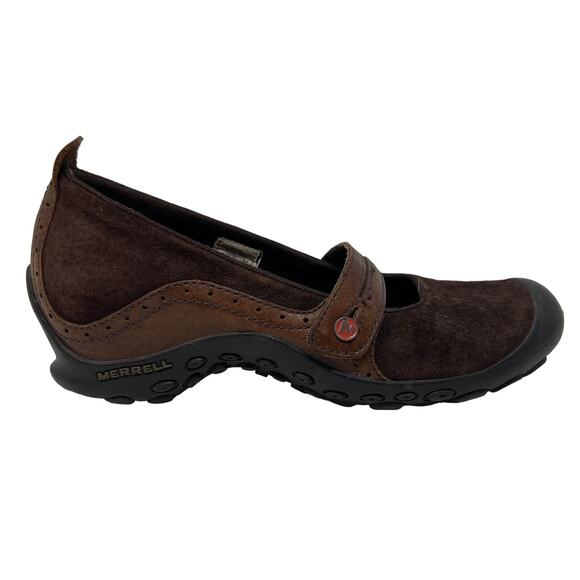 Merrell Suede Plaza Bandeau Espresso Mary Jane Slip On Shoe Casual Brown - 7.5 - Picture 1 of 7